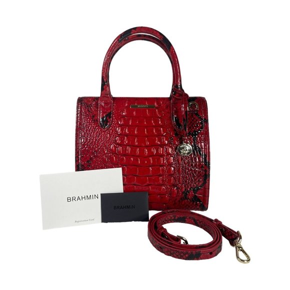 Brahmin Small Caroline Lipstick Ombre Melbourne Snakeskin Print Genuine Leather